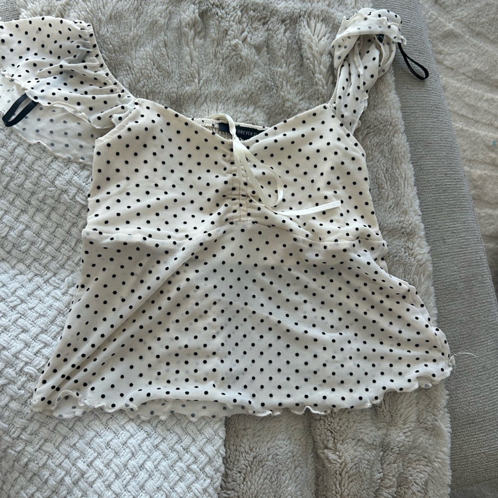 Forever 21 White and Black Polka Dot Top- NWOT